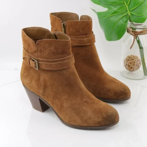 Sam Edelman Womens Lynne Boot Size 10 Camel Suede  Block Heel Ankle Strap Boho - Picture 2 of 12